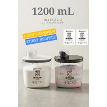 Poomy 2'li Deterjanlık Seti 1200 ml - Ölçekli Kapaklı Deterjan Saklama Kabı Yıkanabilir Etiket Hediyeli