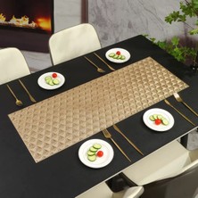 Gold Lazer Kesim Geometrik Desenli Lüx Runner - Silinebilir Pvc Masa Örtüsü (33X91 Cm) - Yıldız