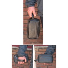 Dada Hakiki Deri Piremium Siyah Renk Erkek El Çantası 250 gr Erkek El Portföyü Erkek Bakım Çantası Clutch