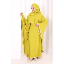 Bym Fashion Yarasakol Biyeli Elbise Şal Hediyelidir 7068 Yağ Yeşili