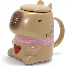 Sora Home Capybara Tasarımlı Kapaklı Porselen Kupa Bardak