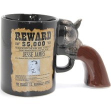 Sora Home Jesse James Wanted Ilanlı Tabanca Porselen Kupa Bardak