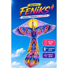 Yıldırım Oyuncak Feniks Uçurtma 165X100CM – Büyük Boy Renkli Tasarım, Kolay Uçuş, 50 Metre Ip + Makara Dahil Çocuk Uçurtması