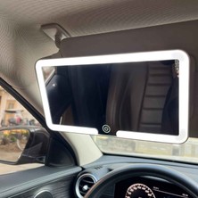 Monozone Şarjlı LED Araç Makyaj Aynası 3 Kademeli Işık Dokunmatik Hd Güneşlik Aynası Kadın Araç Içi