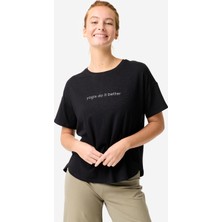Decathlon Kadın Kısa Kollu Yoga Tişörtü - Siyah