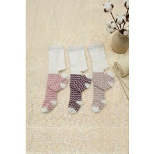 Cocole Socks Kız Bebek Külotlu Çorabı 3'lü Set Pamuklu Kız Zigzag Karışık Desenli 0-24 Ay