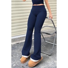 Genius Store Kadın Pantolon Pamuklu Likralı Süprem Esnek Ispanyol Paça Spor ve Günlük Pantolon