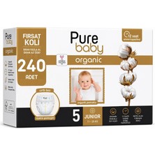 Pure Baby Organik Bebek Bezi 5 Beden 11-20 kg Junior 240 Adet Ekstra Fırsat Pk