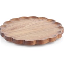 MİEN Mien Akasya Döner Standlı Servis Tabağı - 31 cm - Ahşap Lazy Susan Sunum Tablası