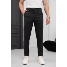 Ser Joven Erkek Antrasit Slim Fit Dar Kesim Likralı Yan Cep Bilek Boy Düz Kumaş Pantolon