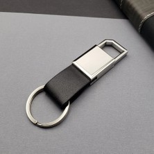 Sora Home Deri Siyah Gümüş Metal Anahtarlık