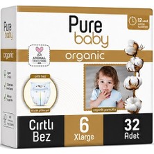 Pure Baby Organik Bebek Bezi 6 Beden 15-27 kg Extra Large 32 Adet Ekonomik Fırsat Pk