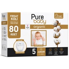 Pure Baby Organik Bebek Bezi 5 Beden 11-20 kg Junior 80 Adet Ekonomik Fırsat Pk