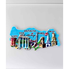 Mundy Antalya ( Alanya, Side , Kemer , Belek ) Temalı Polyester Kabartmalı Magnet 10X4 cm (KOD:1108) Dekoratif Hediyelik Buzdolabı Süsü