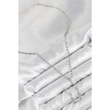 Youday Accessories Pirinç Zirkon Taşlı Gümüş Renk Kadın Y Kolye
