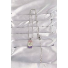 Youday Accessories 316L Çelik Gümüş Renk Karışık Mineli Ay Figür Tarot Kolye
