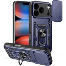 Coolacs Apple iPhone 17 Pro Max ile Uyumlu Kılıf Magnetik Standlı Kamera Korumalı Sürgülü Kapak
