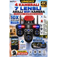 MPIA UMEKO 4 Kameralı 7 Lensli WiFi Kamera 3 PTZ 10X Optik Zoom IP66 Gece Görüş