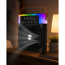 Tech Butiq USB Şarjlı Masaüstü Sprey Fan Taşınabilir Serinletici Rgb Işıklı Mini Klima