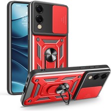 Coolacs Samsung Galaxy S25 Edge ile Uyumlu Kılıf Magnetik Standlı Kamera Korumalı Sürgülü Kapak