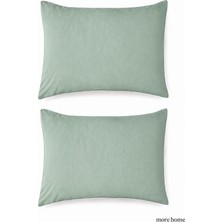 More Home Pamuklu Yastık Kılıfı (2 Adet) 50 x 70 cm Su Yeşili