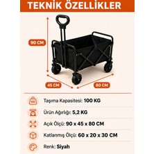 Nacarioçekgit Katlanabilir Taşıma Arabası 100 kg Kapasiteli Siyah Dayanıklı Demir Wagon