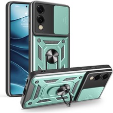 Coolacs Samsung Galaxy S25 Edge ile Uyumlu Kılıf Magnetik Standlı Kamera Korumalı Sürgülü Kapak