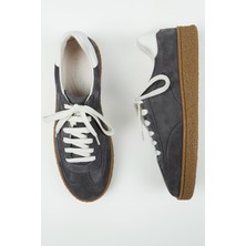 Krähe Krahe Palminteri 2 Erkek Hakiki Deri Bağcıklı Antrasit-Ekru Sneakers