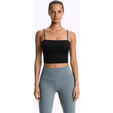 Fashion Friends Askılı Crop Siyah Kadın Kolsuz T-Shirt 26Y0704K1