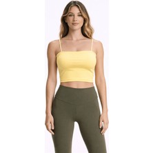 Fashion Friends Askılı Crop Sarı Kadın Kolsuz T-Shirt 26Y0704K1