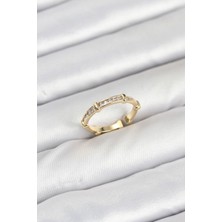 Youday Accessories Pirinç Gold Renk Kemik Model Zirkon Taşlı Kadın Yüzük