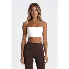Fashion Friends Askılı Crop Ekru Kadın Kolsuz T-Shirt 26Y0704K1