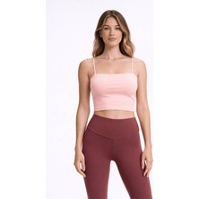 Fashion Friends Askılı Crop Pembe Kadın Kolsuz T-Shirt 26Y0704K1