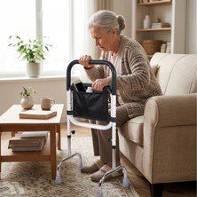 Medonza Hasta Yaşlı Ayağa Kalkma Destek Aparatı – Yatak Koltuk Sandalye Klozet Yanı Doğrulma Bariyeri, Ayarlanabilir Yükseklik, Cepli Tutunma Barı, Kaymaz Tabanlı