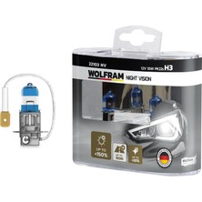 Wolfram Cosmotex Ampul 12V H3 55 PK22S Night Vision 150 Fazla 20 Beyaz Işik