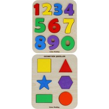 Özbience 2'li Montessori Ahşap Sayılar ve Şekiller Bultak Puzzle Seti