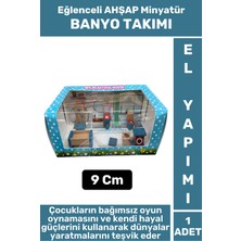 Özbience El Yapımı Ahşap Minyatür Banyo Takımı, Çocuklar Için Eğlenceli ve Geliştirici