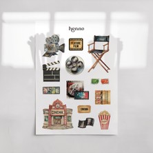 Henno Sinema Temalı Sticker Seti (1 Adet A6) | Ajanda, Defter, Planlayıcı, Bullet Journal Çıkartma