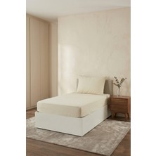 Tekstilla Rosa Lastikli Fitted Krem Renk Tek Kişilik Yastık Kılıflı Çarşaf Seti