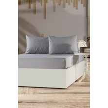 Tekstilla Rosa Lastikli Fitted Antrasit Renk Çift Kişilik Yastık Kılıflı Çarşaf Seti