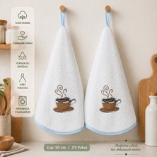 Vivesta Home %100 Pamuk Yuvarlak Mutfak Havlusu 50 cm – 2’li Set | Yüksek Emicilik, Askı Halkalı, Nakışlı Şık Tasarım, Makinede Yıkanabilir Kurulama Bezi