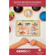 Özbience Ahşap Deniz Taşıtlar Puzzle Çocuk Eğitici Oyuncak, Renkli ve Dayanıklı