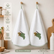Vivesta Home %100 Pamuk Yuvarlak Mutfak Havlusu 50 cm – 2’li Set | Yüksek Emicilik, Askı Halkalı, Nakışlı Şık Tasarım, Makinede Yıkanabilir Kurulama Bezi