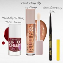 Pastel Lip To Cheek Tint 01 - Carmen + Plump Up 213 Dolgunlaştıran Dudak Parlatıcısı + Elite Kahverengi Göz Kalemi