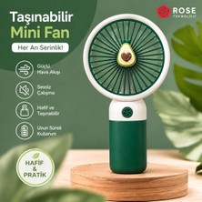 Rose Teknoloji Taşınabilir Mini El Fanı Telefon Standlı 5 Kanatlı Tek Kademeli Masaüstü ve El Tipi Fan