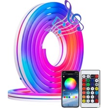 Renklime 3 Metre Rgb Akıllı Neon LED Şerit Işık Telefon ve Kumanda Kontrollü Ambiyans Aydınlatma