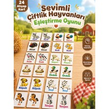 Özbience Eğlenceli Çiftlik Hayvanları Ahşap Hafıza Kartları, 24 Parça Eşleştirme Seti