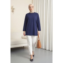Moda Morfo Yuvarlak Yaka Salaş Penye Tunik  -Laci