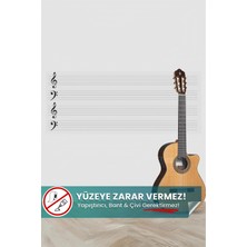 Özbience Renkli Sol Fa Anahtarlı Portreli Nota Çizgili Duvara Yapışan Yazı Tahtası
