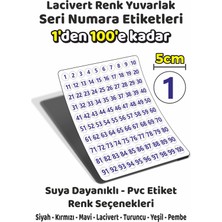 Sb Store 1'den 100'E Kadar Yuvarlak Seri Numara Etiketleri - 5cm - Lacivert Renk